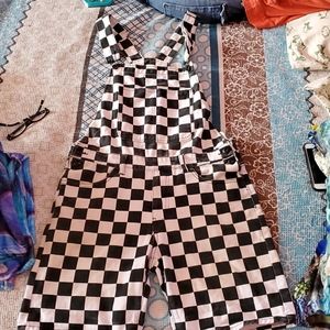 Men's Checkered Ska Punk Overall Shorts